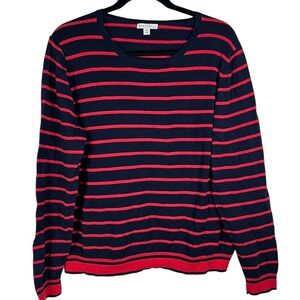 J Crew Mercantile Women's Sweater Navy Blue/Red Striped - Size XL